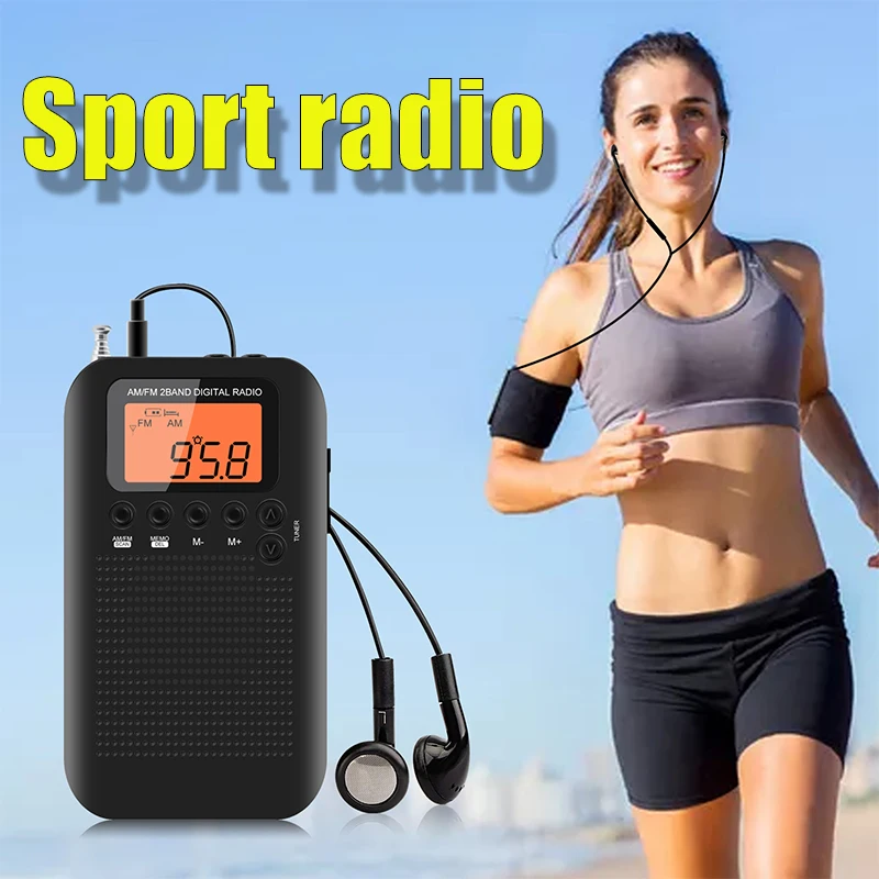 

Handheld pocket radio with strong reception AM/FM 2 band digital radio with LED screen mini radio w/ Alarm Clock free shipping