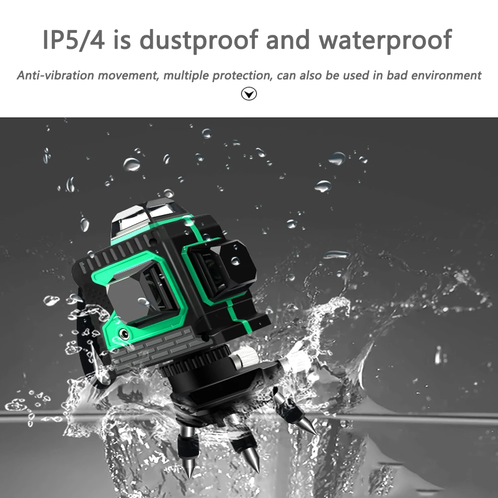 Green Laser Level 12 Line 3D 360 Vertical And Horizontal Laser Level Self-leveling Cross Line 3D Laser Level with outdoor