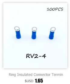 Кольцевой изолированный соединитель клеммный блок 100 шт. RV1.25-3 красный кабель провода электрический обжимной Терминатор a.w. G 22-16 колпачок