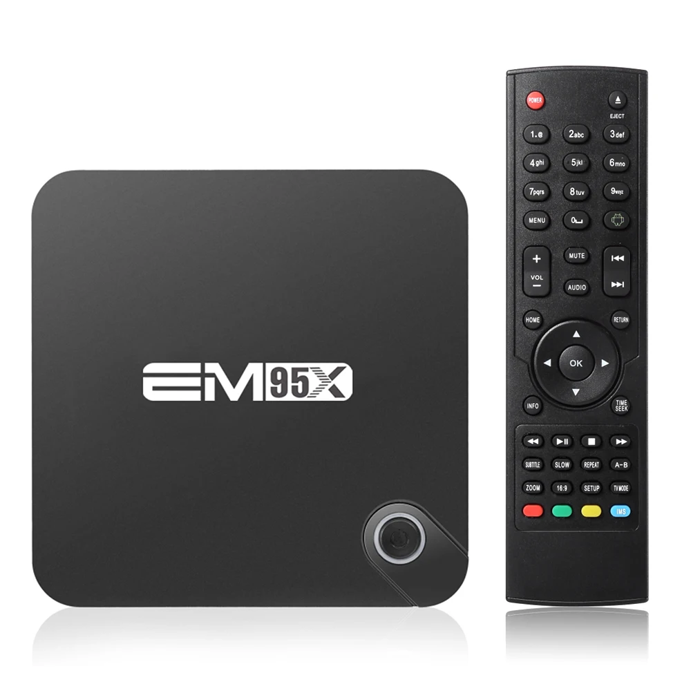 

EM95X Android 6.0 TV Box Amlogic S905X Quad Core 64bit 1GB/8GB KODI 16.0 XBMC 4K*2K HDMI WiFi DLNA Bluetooth 4.0 Media Player