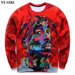 Ух девушка в стиле хип-хоп 3D Толстовка для мужчин осенние пуловеры печати, Тупак 2Pac толстовки с длинными рукавами красного цвета
