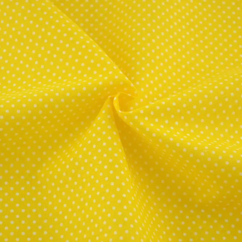 Хлопок ткань метр Telas Por Metro желтый Печатный белый горошек дизайн Telas De Algodon Para лоскутное шитье простой материал