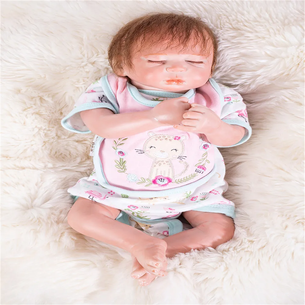 

SanyDoll 19 inch 49 cm Silicone baby reborn dolls, lifelike doll reborn sleeping baby birthday gift