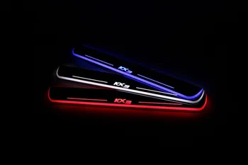 Eosuns led移動ドアスカッフプレートnerfバー&ランニングボードドア敷居プレートオーバーレイライニング用起亜kx3 2015-2016、移動ライト