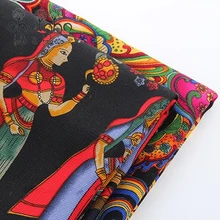 Холщовая обивка ткань хлопок утка ткань для дома Decrotion подушка ручной работы черные фигуры и красный цветок два загруженных 50x50 см