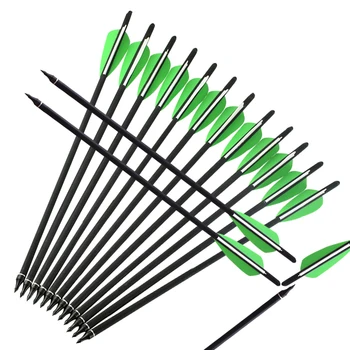 

6/12/24PCS 20Inch Crossbow Hunting Aluminum Arrow Detachable Arrow Green and White Feather Compound Bow Hunting Archery