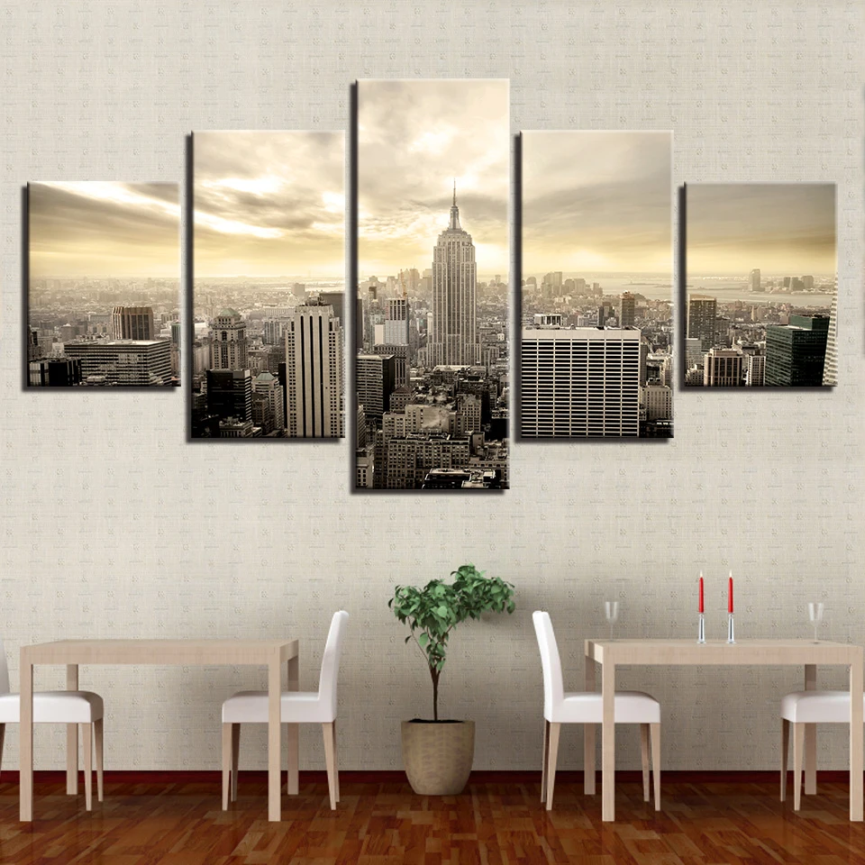 5 шт. холст печатных Нью Йорк закат декорации один набор плакат Wall Art Холст Картина