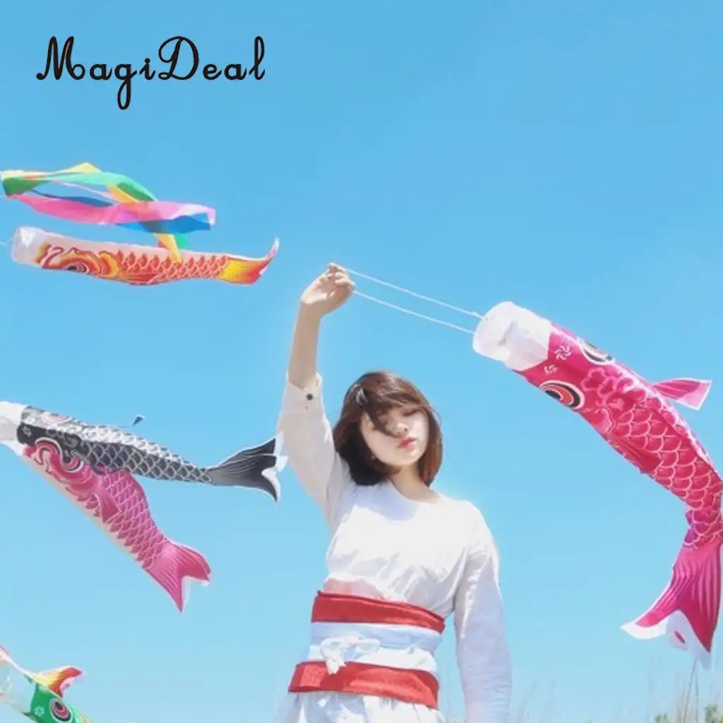 MagiDeal 50cm Rainbow Windsock Carp Flag Koi Nobori Wind Streamer Hanging Kite Party Garden Outdoor Decor Children Kids Toy