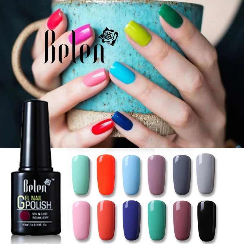 

Belen 10ml UV Gel Nail Polish Top Coat Base Coat Gel Lak Varnishes Gelpolish UV Lamp Vernis Semi Permanent Enamel Lacquer