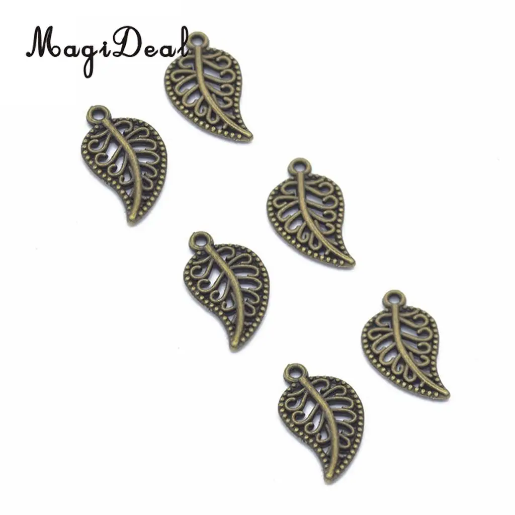 MagiDeal 75Pieces Vintage Hollow Filigree Leaf Charms Pendants Jewelry Findings Jjewelry Making Dangle Scrapbooking Material
