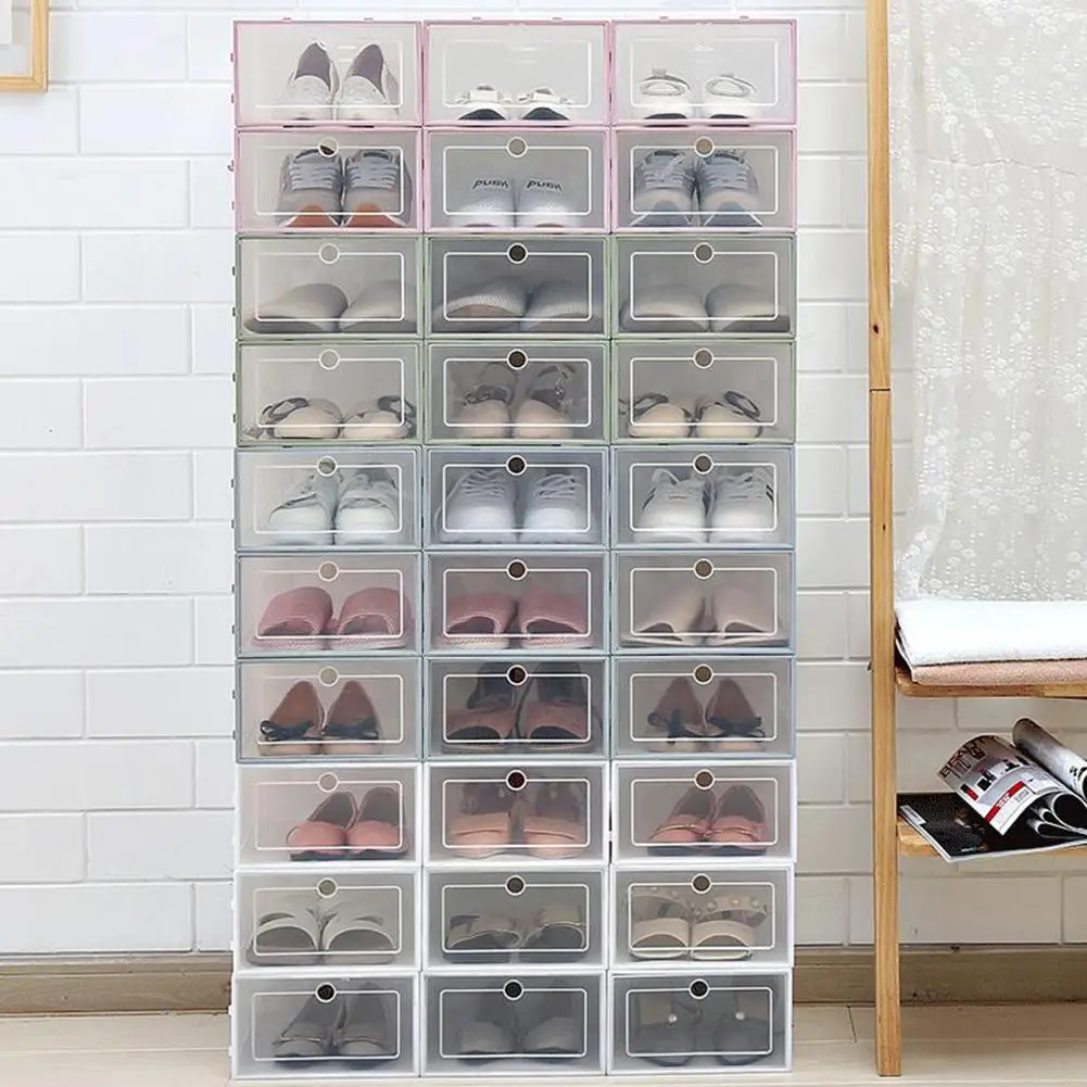 

None 3Pcs Multifunctional Large Size Shoes Storage Box with Cover
