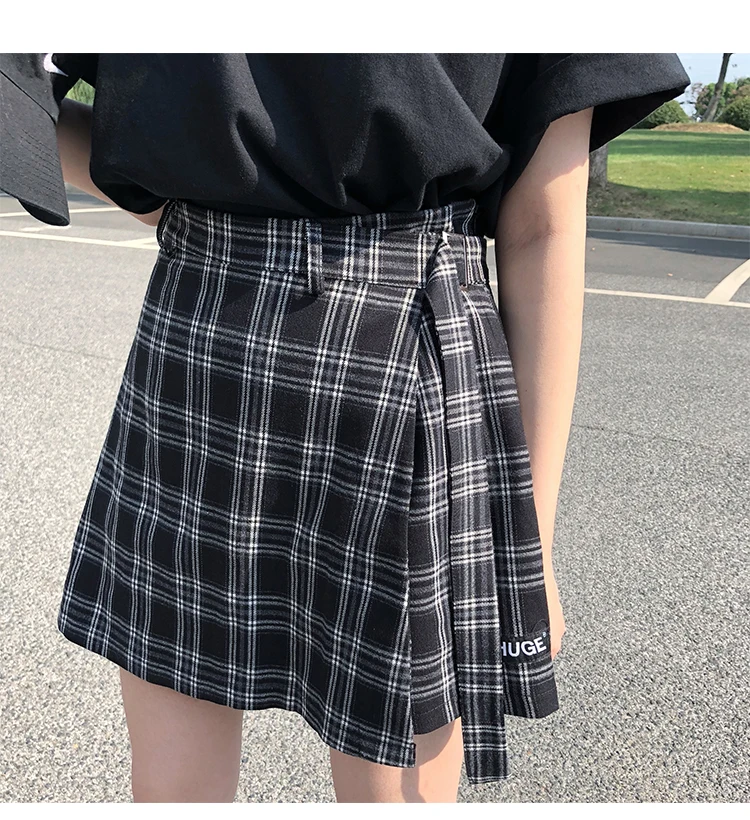 Women's Awesome A-Line Plaid Vintage Skirt Model Black