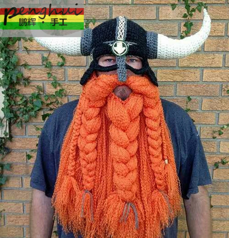 Buy Handmade yarn oversized horn hat Viking