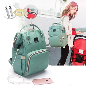 

2018 Baby Diaper Bag With USB Interface Waterproof Nappy Bag Kits Large Capacity Mummy Maternity Travel Backpack Nursing Handbag