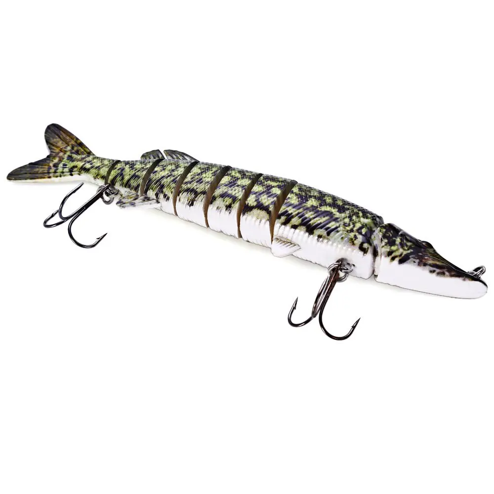 

20.5 CM Green Lure Fishing Lures Pike Artificial Bait Lure Muskie Fishing Tool Lure Treble Hooks Hard Bait Multi-jointed Bait