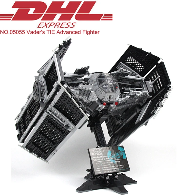 

Lepin 05055 1242Pcs Star Wars Vader's TIE Advanced Fighter Model Building Kit Blocks Bricks Set Kid Toy Figures Compatible 10175