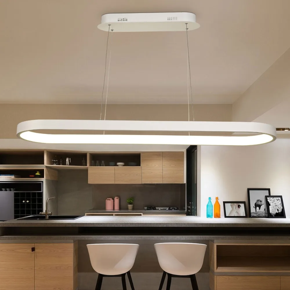 Oval Shape 1200mm Length Modern Led Pendant Lights For Dining Room Kitchen Bar Home Aluminum