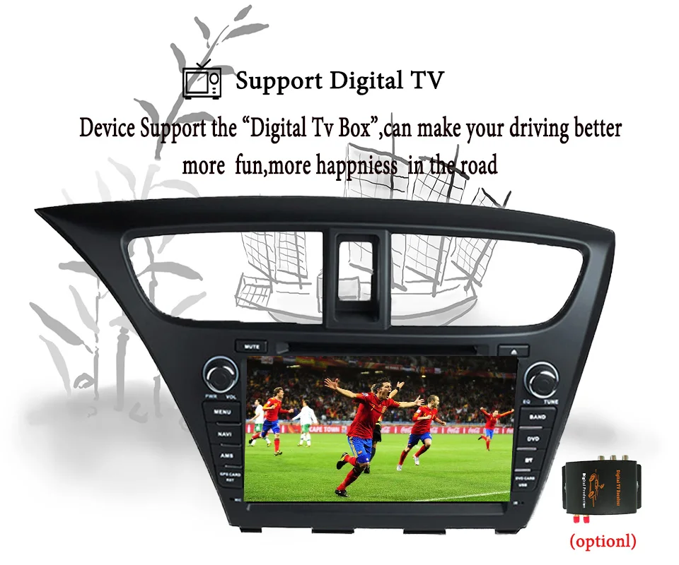 Top Deckless cassette HD Screen Android 8.1 For honda Hatchback CIVIC 2013-2015 Car DVD Navigation GPS HD FD Radio wifi player 2DIN 5