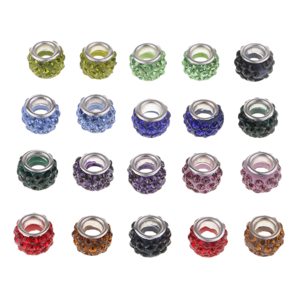 20pcs 10mm Made of Clay, Crystal Large Holes Beads For DIY Jewelry Making, Sewing Accessories
