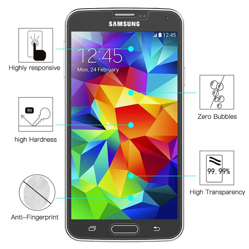 Комплект из 3 предметов, для Samsung Galaxy S5 Экран защитная пленка 9 H 0,25 мм закаленное Стекло для Samsung Galaxy S5 G900 G900F защитный Стекло