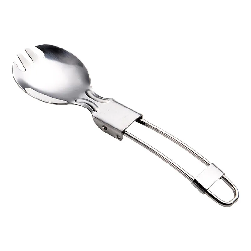 Portable Folding Metal Fork Scoop Knife Camping Picnic Cutlery Outdoor dinnerware set Cutter Cutting Reusable Kitchen 20JY177