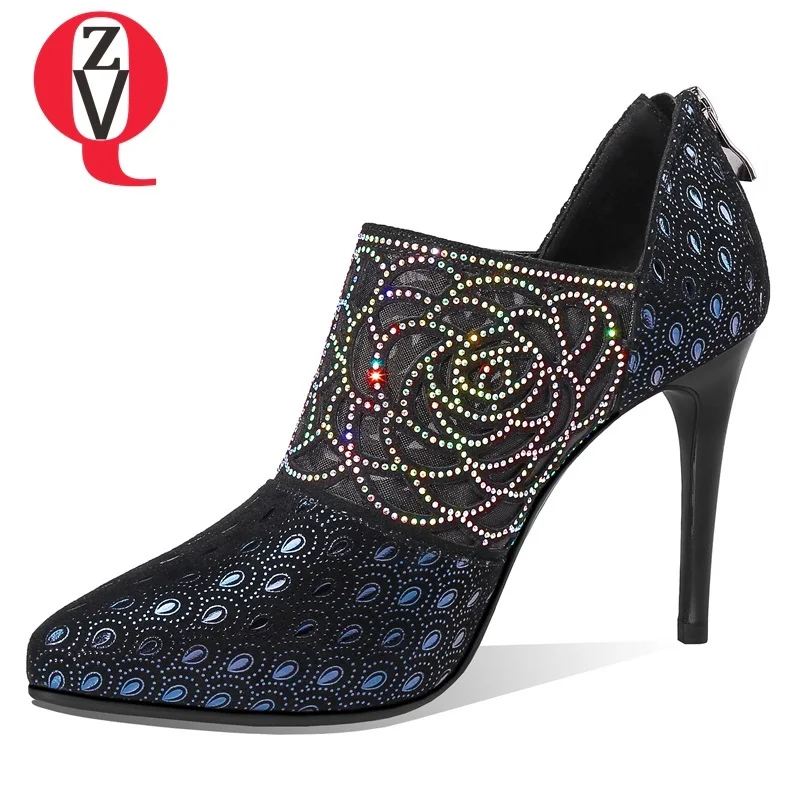 

ZVQ shoes women 2019 spring new fashion sexy high quality sheepskin women pumps outside super high thin heels zip ladies shoes