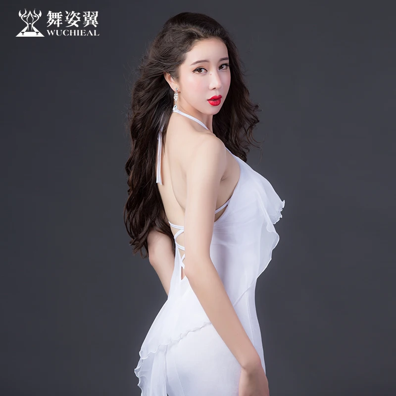 

Ruffle Sleeveless Backless Cross Strap Modal Chiffon Sexy Belly dance One-piece dress for women performance wear costumes QC2853