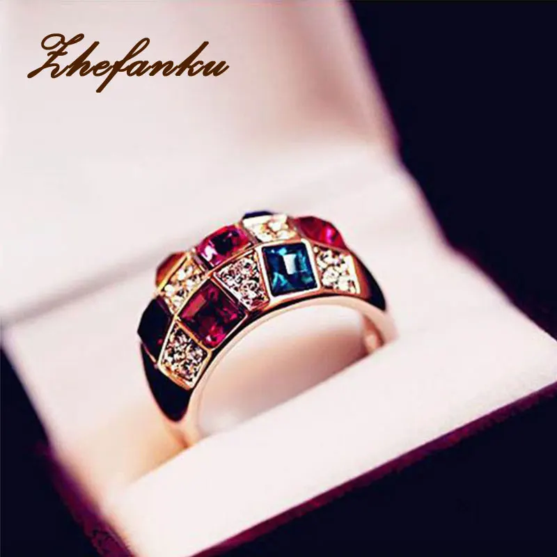 

2017 New Fashion European And American Style Austrian Crystal Symphony Ring Female Models Classic Luxury