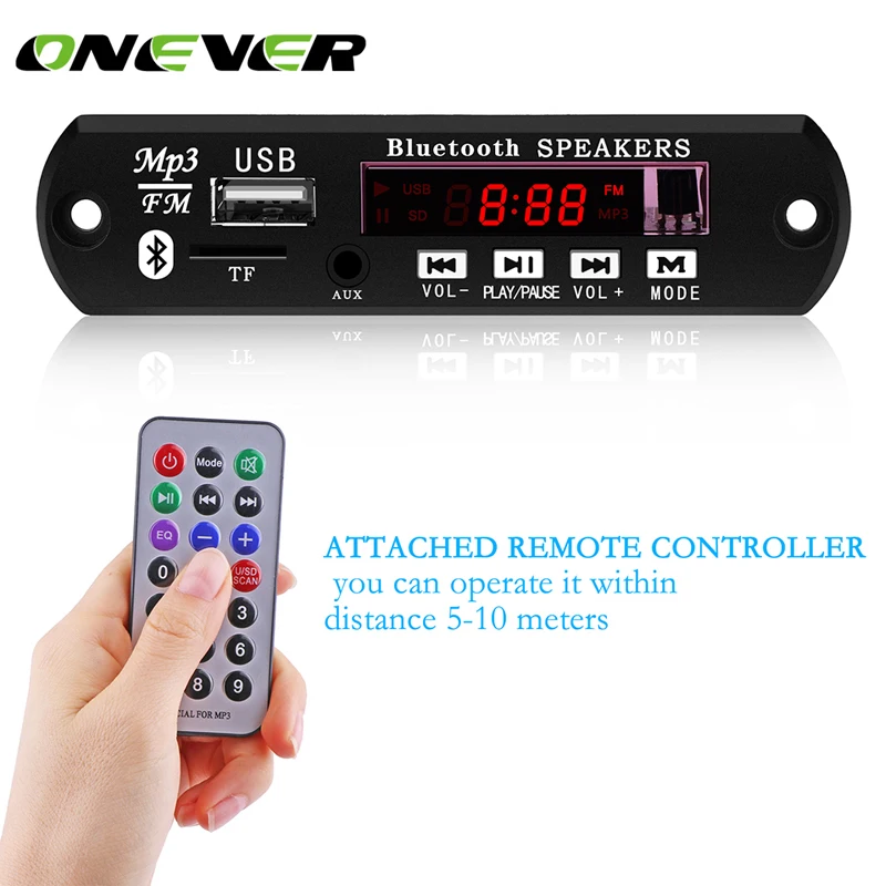 

Onever Bluetooth FM Transmitter Wireless Car Kit Player 12V MP3 WMA Decoder Board Audio Module USB TF Radio Remote Controller