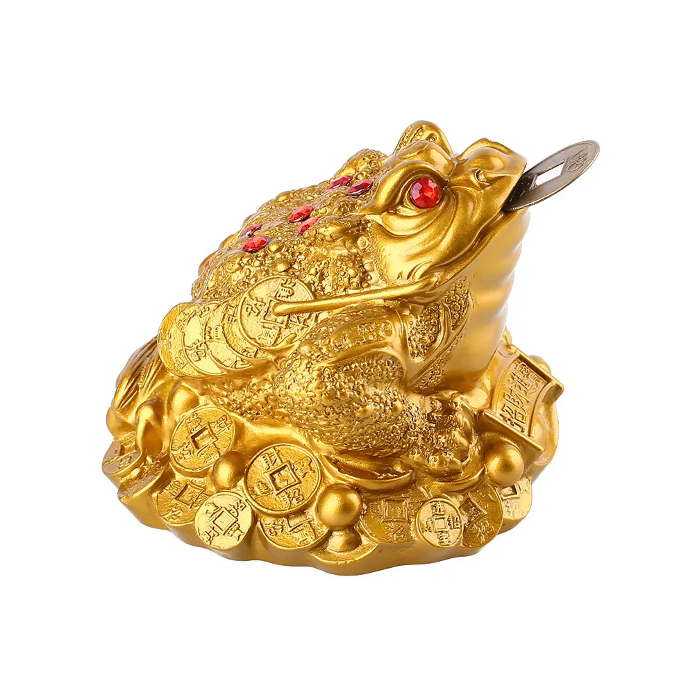 Kopen Hars Gouden Pad Ruby Coin Lucky Feng Shui Fortuin Ornament Gift Home Decor Mascotte geluk gift decoratie