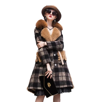 

New Real Fur Coat Autumn Winter Jacket Women Clothes Wool Fur Parka European Fox Fur Collar Manteau Femme Hiver Down Coat Z943