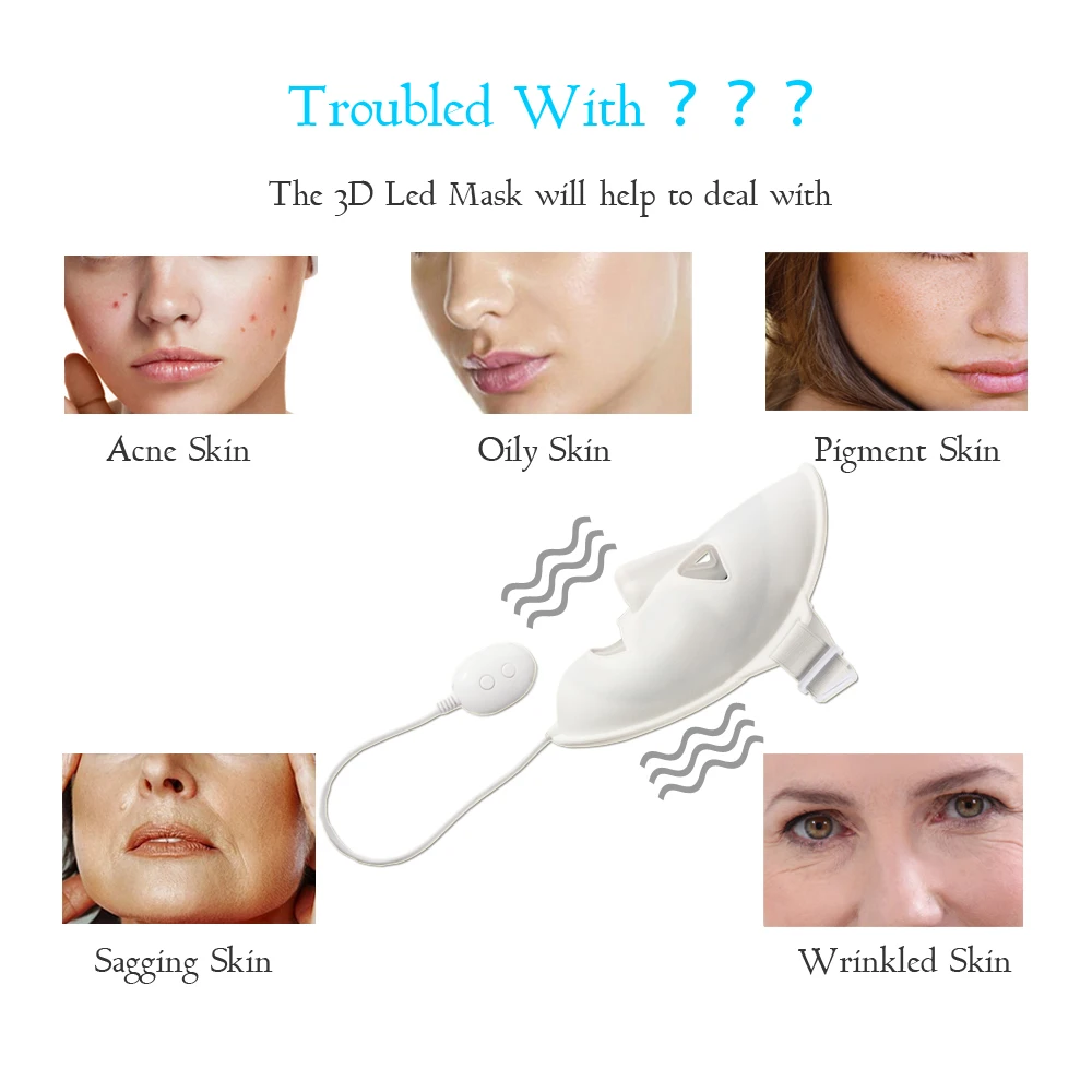  3 Color Light LED Mask Facial Massager Electric Mask LED Therapy Face Massager Muscle Stimulator Vi - 33007058152