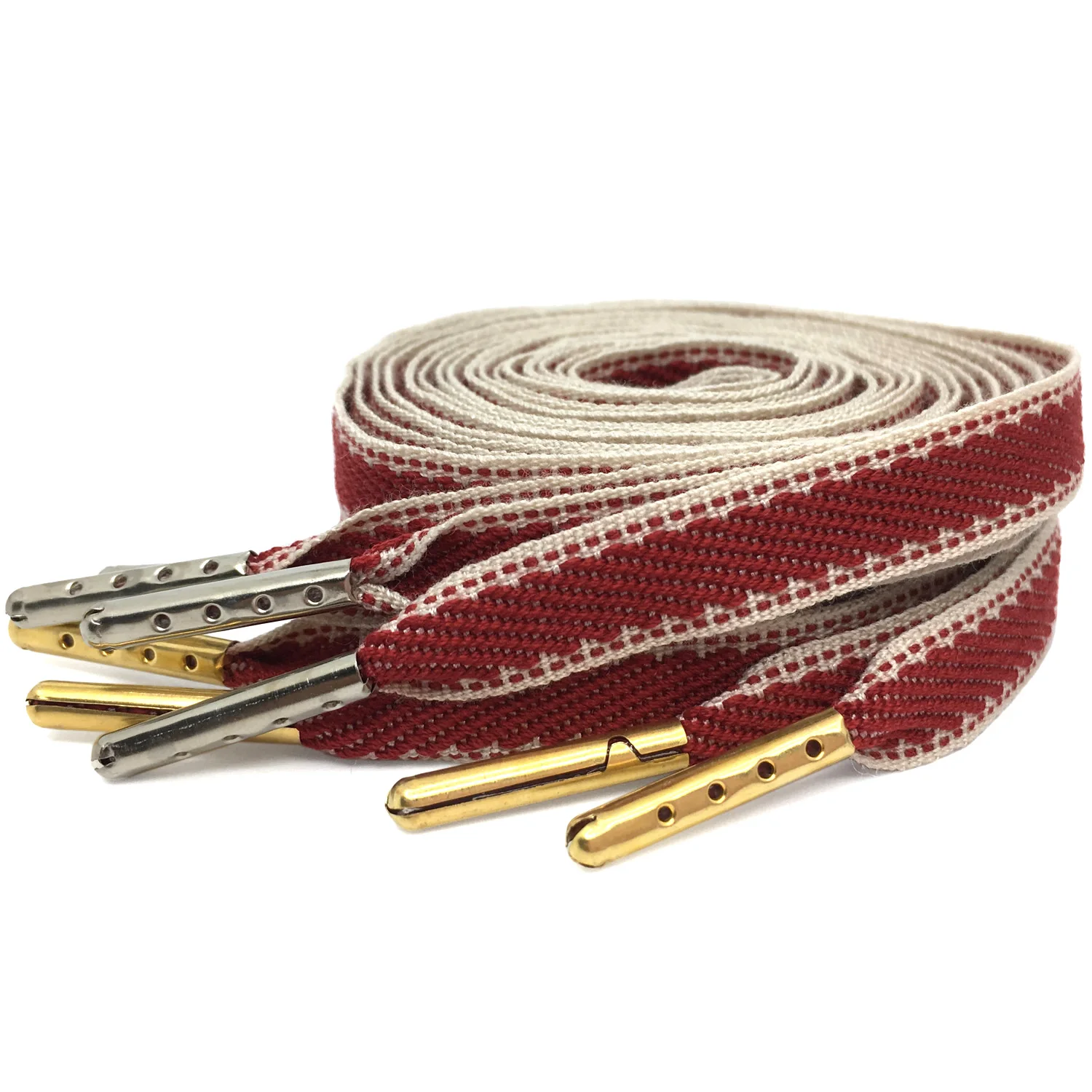 YJRVFINE 2 Pair Thin Flat 2/5'' Wide Shoelaces with Metal Tips Red White Colored String for Canvas Shoes Colored Shoe Laces Rope