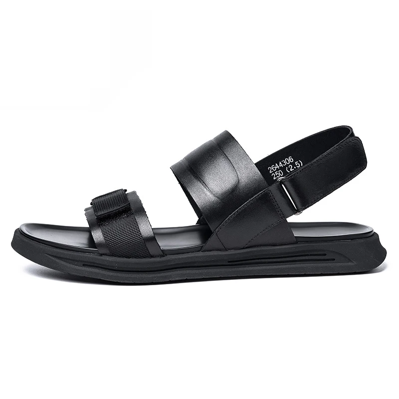 Superior Praia Preto Homens Couro Black Design Sapatas Respirável Da Sandálias Dos Genuíno De Do Qualidade Com Mycolen Minimalista Verão SqTxwCfACn
