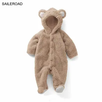 

Animal Acoral fleece baby boys girls rompper Winter infants baby bodysuits jumpsuits for baby boys girl's clothing SAILEROAD