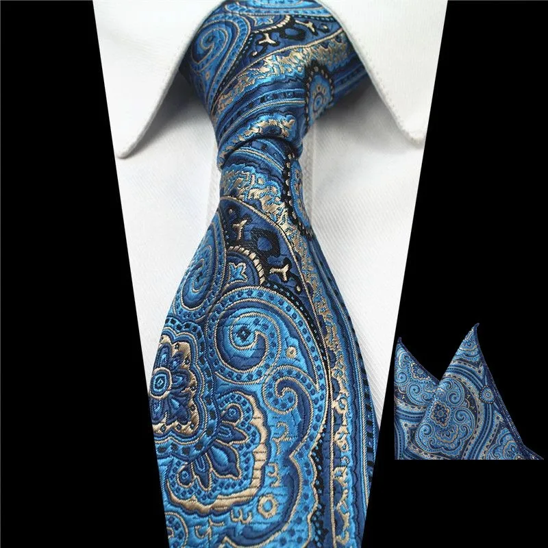Мужской классический галстук полиэстер шёлковый жаккардовый тканый 8 см клетчатый цветочный(наборы с платком) для взрослых официальная Свадебная деловая вечеринка - Цвет: GLS-52