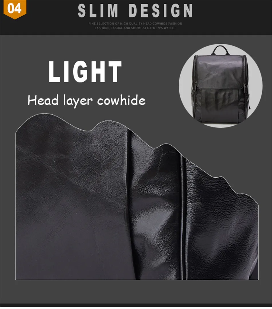 JOYIR 2017 Mochilas de Couro Genuíno Dos