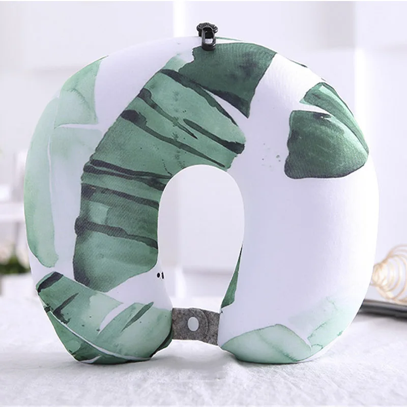 L091-.Neck U Shaped Pillow Hangable Car Travel Leaves Pillow Summer Printing Massager Bedding Sleeping Airplane Body Pillowsjpg (4)