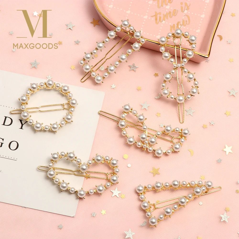 

Fashion Metal Pearl Hairpins for Women Lady Gold Color Simple Star Hair Clip Barrette Headwear Girls Hair Jewelery