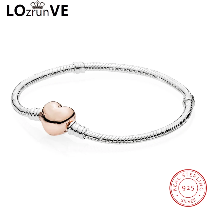 

original 2018 brand 925 sterling silver pulseiras fashion casual heart elegant snake bracelet women factory wholesal factory