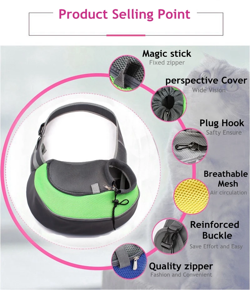 Breathable Pet Dog Carrier Cat Puppy Small Animal Dog Backpacks Sling Front Mesh Travel Tote Shoulder Bag Backpack SM (4)