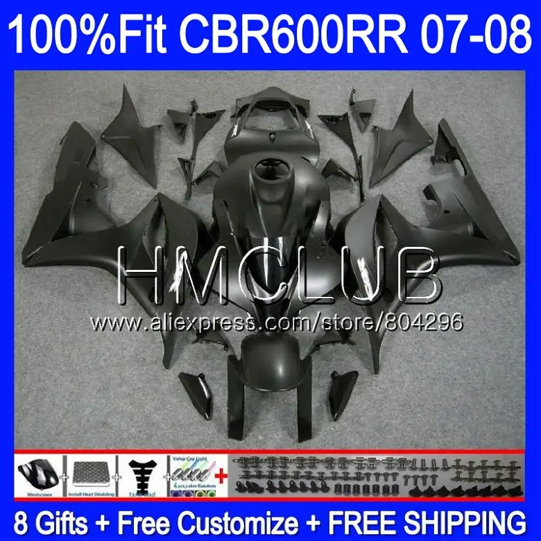 

Injection For HONDA CBR600 RR CBR 600RR 600F5 07 08 65HM.8 CBR 600 RR CBR600F5 F5 07 08 CBR600RR Matte black 2007 2008 Fairing