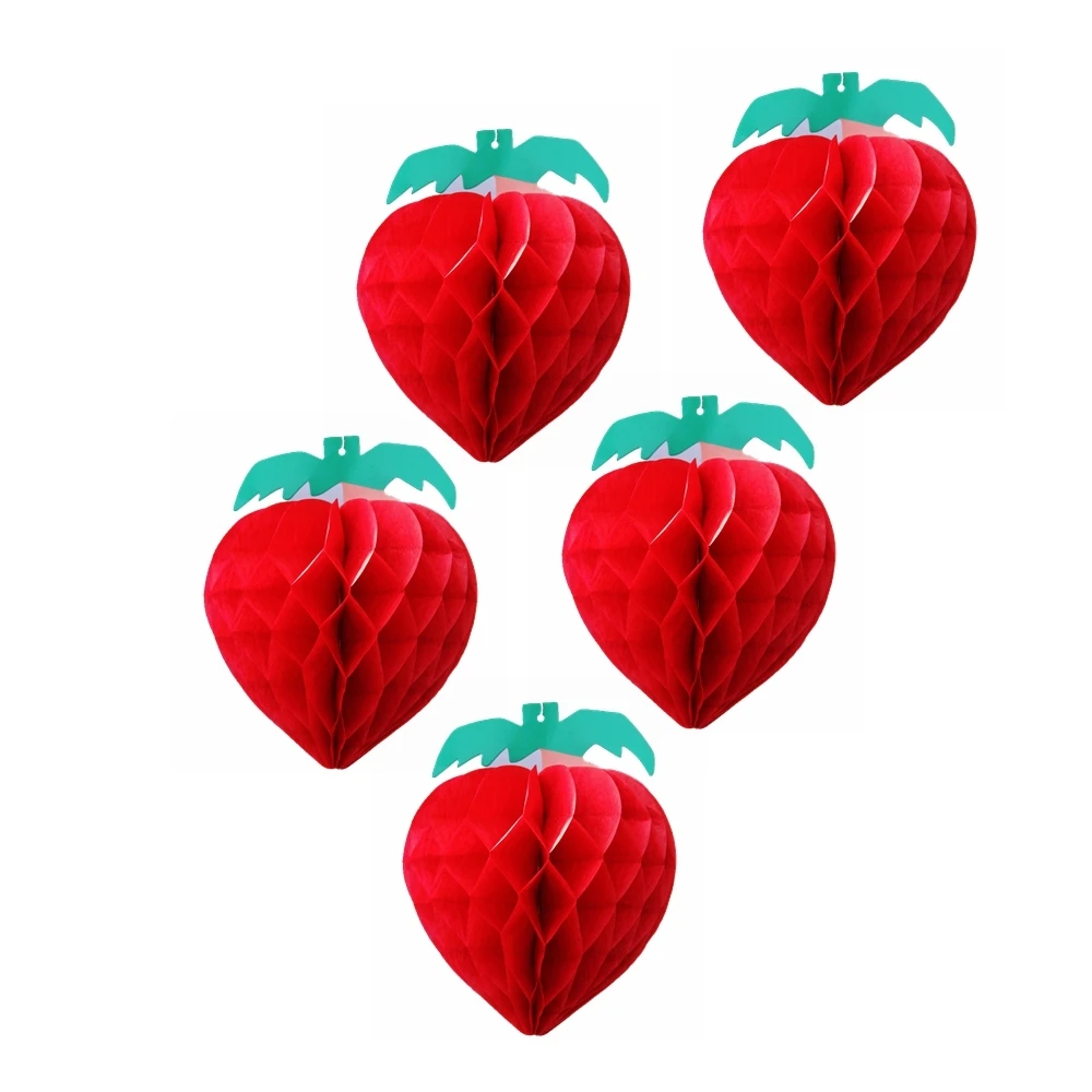 

5pc Honeycomb Strawberry Decoration DIY Fruit Honeycomb Balls Festive Ideas for Decorating SUMMER BEACH POOL LUAU PARTY