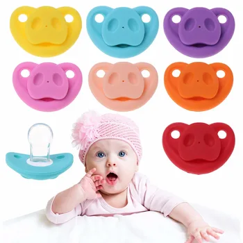 

OOTDTY Baby Soother Silicone Pacifier Funny Pig Nose Nipple Orthodontic Infants Newborn