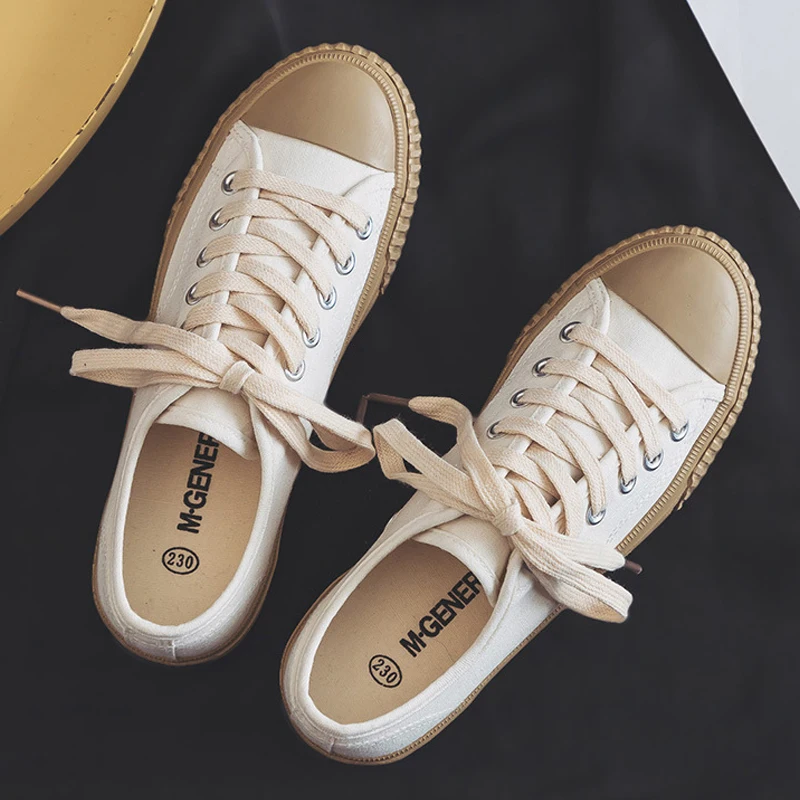 

{D&Henlu}Women's Vulcanize Shoes Vintage Casual Lace Up Canvas Shoes Green Thick Bottom Sneakers Fashion Shoes Lace Up Sneaker