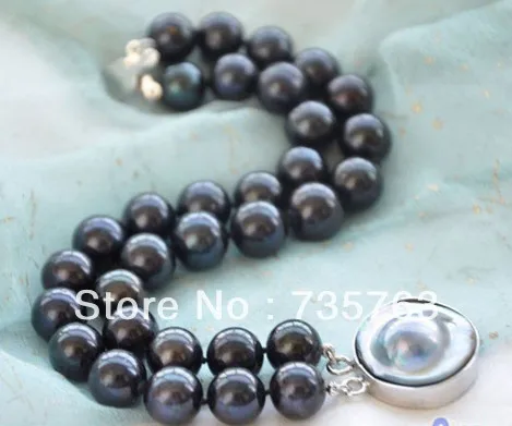 

xiuli 00332 2ROW 8" 12mm ROUND BLACK FRESHWATER PEARL BRACELET MABE