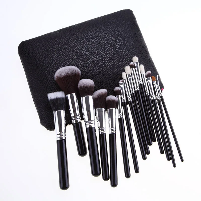 

15Pcs Black Makeup Brushes Set Powder Foundation Contour Angle Eyebrow Brush Pincel Maquiagem Complete Kit Cosmetics With Case