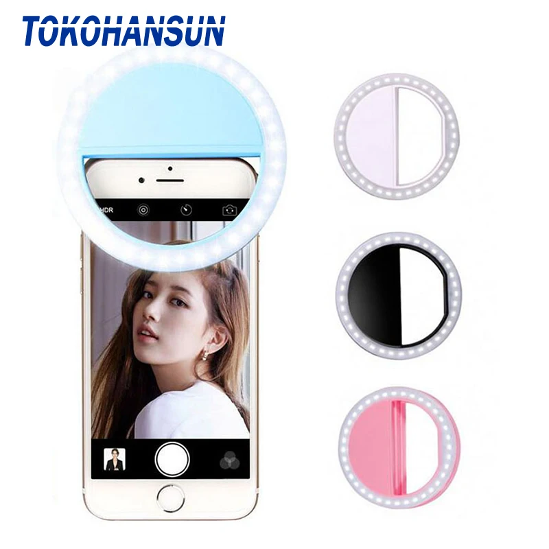 TOKOHANSUN شحن Selfie حلقة Led الهاتف ضوء مصباح الهاتف المحمول عدسة LED Sefie مصباح حلقة فلاش العدسات ل فون سامسونج TOKOHANSUN شحن Selfie حلقة Led الهاتف ضوء مصباح الهاتف المحمول عدسة LED Sefie مصباح حلقة فلاش العدسات ل فون سامسونج
