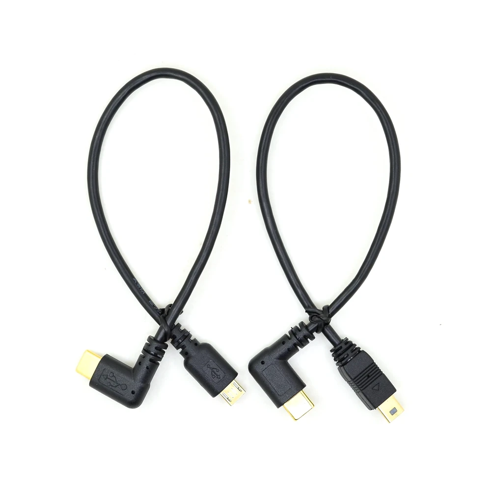 Mini USB и Micro кабель 5 Pin штекер-штекер 3 1 Тип C угловой OTG Дата-кабель адаптер