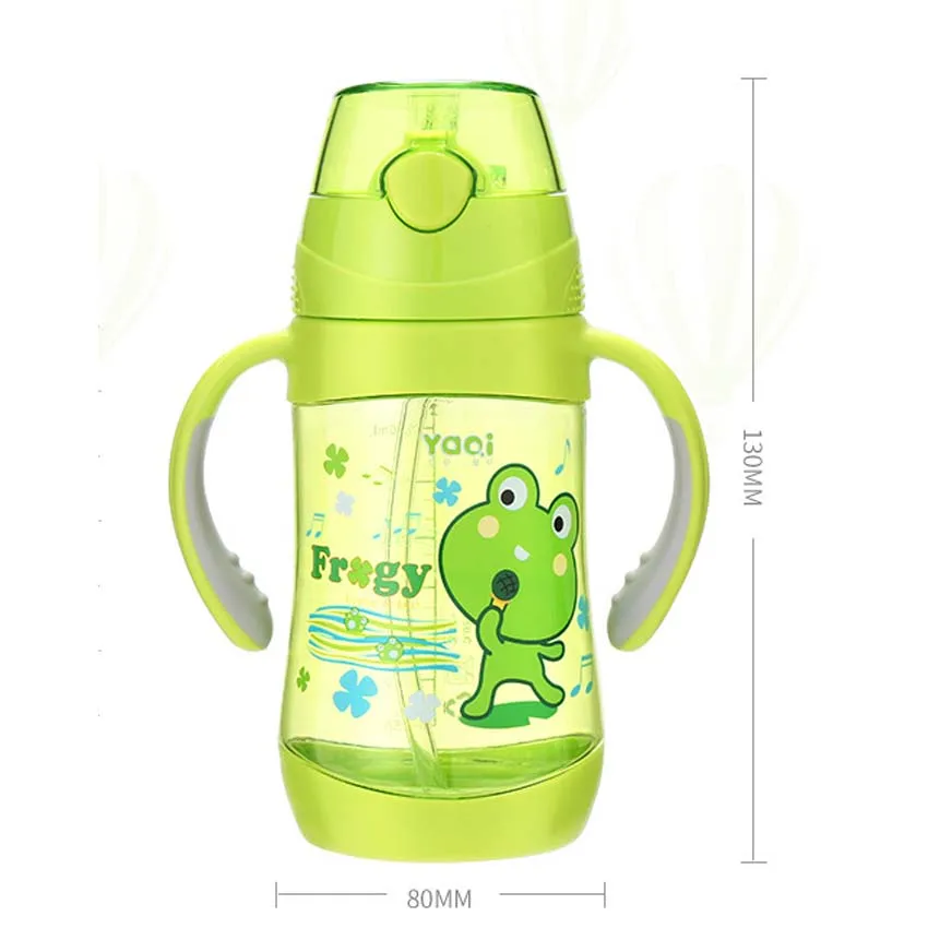 450 мл прочная детская чашка с трубочкой для питья модная бутылка чашки с ручками милый дизайн лягушки